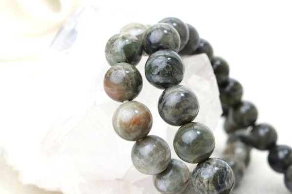 画像3: 【日本銘石】ブレス　大和吉野石　緑　〈奈良県〉　丸　10mm　情熱　復活　魔除け　品番：14602