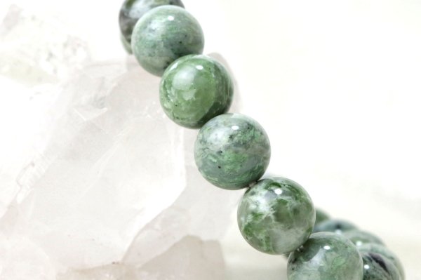 画像3: 【日本銘石】ブレス　日高翡翠　AAランク　〈北海道〉　丸　12mm　知惠　長寿　飛躍　品番：14603