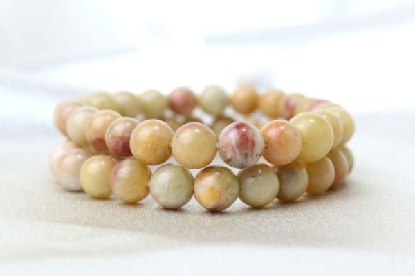 画像5: 【日本銘石】ブレス　フェアリースキンカオリナイト　黄　〈広島県〉　丸　8mm　人気が出る　人に注目される　商売　芸事　品番：14617