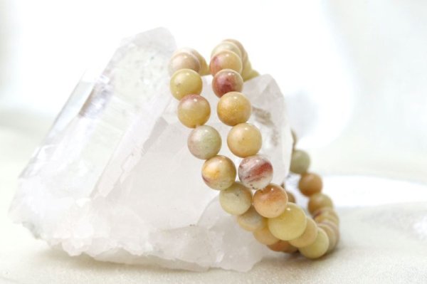 画像4: 【日本銘石】ブレス　フェアリースキンカオリナイト　黄　〈広島県〉　丸　8mm　人気が出る　人に注目される　商売　芸事　品番：14617