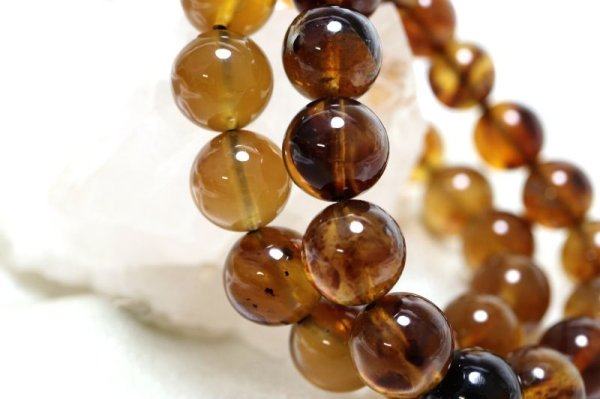画像4: ブレス　ブルーアンバー　丸　約12mm　スマトラ産　希少　変化　変容　天然石　品番：14695