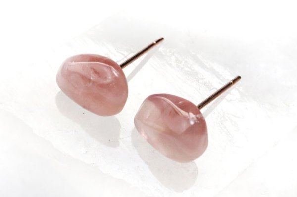 画像3: ピアス　ディープローズクォーツ　突き刺し型　ピンクゴールド　PG　マダガスカル産　日本製　美　優しさ　自己肯定　ジュエリー　天然石　品番： 15116