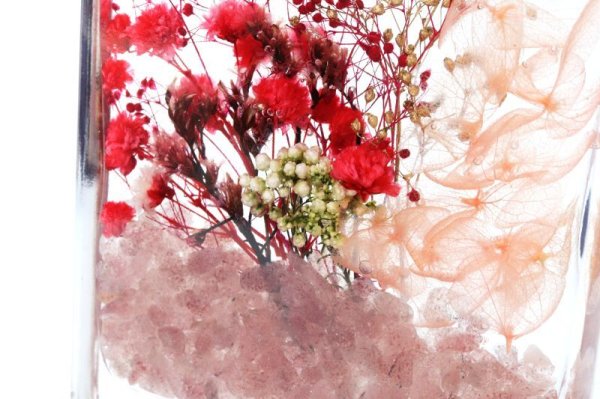 画像3: 置物　ストーンパルファム　ストロベリークォーツ　ギフトボックス付き　国内生産　天然石さざれ　ドライフラワー　プレゼント　インテリア　天然石　品番：15174