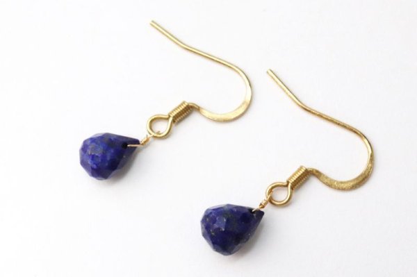 画像4: ピアス　ラピスラズリ　ドロップカット　フック型　ゴールド　GD　アフガニスタン産　日本製　邪気を払う　判断力　直感力を高める　ジュエリー　天然石　※ポイント対象外　品番： 15249