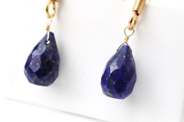 画像3: ピアス　ラピスラズリ　ドロップカット　フック型　ゴールド　GD　アフガニスタン産　日本製　邪気を払う　判断力　直感力を高める　ジュエリー　天然石　※ポイント対象外　品番： 15249