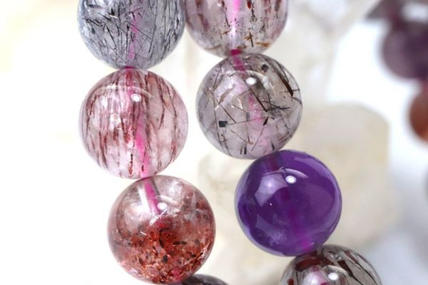 画像3: ブレス　スーパーセブン　丸　約8mm　ブラジル産　愛　調和　開運　天然石　品番：15260