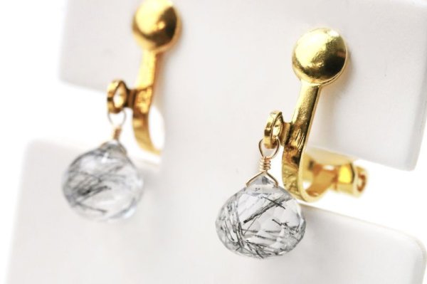 画像3: 【自社製アクセサリー10点以上でクーポン使用後30％OFF対象商品（クーポン番号：AC30）】イヤリング　ブラックルチル　ドロップカット　クリップ型　ゴールド　GD　ブラジル産　日本製　最強　勝負運　浄化　ジュエリー　天然石　品番： 15277