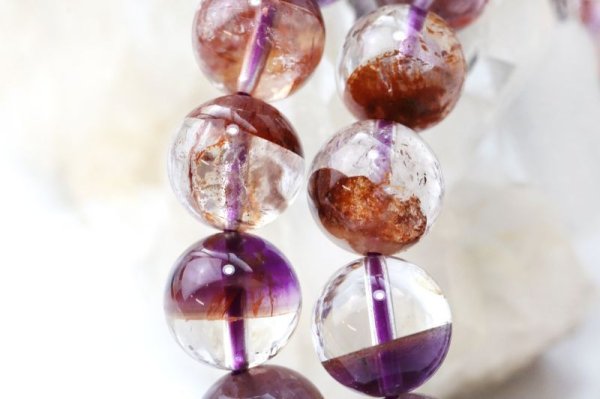 画像3: ブレス　リモナイトインアメジストファントム　丸　約10mm　ブラジル産　成功　癒し　安定性　お守り　天然石　品番：15313