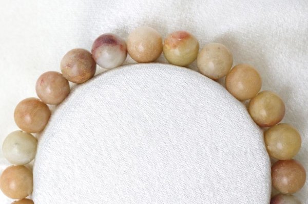 画像3: 【日本銘石】ブレス　フェアリースキンカオリナイト　黄　〈広島県〉　丸　8mm　人気が出る　人に注目される　商売　芸事　品番：14617