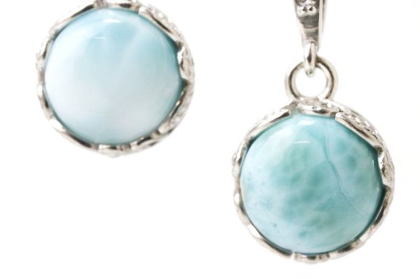 画像4: 【自社製アクセサリー10点以上でクーポン使用後30％OFF対象商品（クーポン番号：AC30）】ペンダントトップ　ラリマー　丸型　約13mm　ステンレス　ドミニカ産　日本製　不安をやわらげる　浄化　ジュエリー　天然石　※ポイント対象外　品番：15353