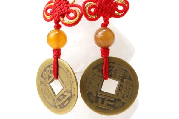 画像3: 【現品限り】ストラップ　古銭　雍正通宝　ようせいつうほう　10個セット　こせん　古泉　縁起物　風水　運気　財運　お守り　2023年　品番： 15368