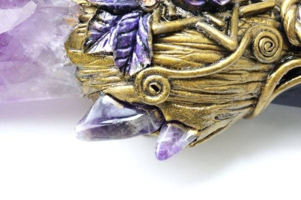 画像5: クリスタルワンド　オブシディアン＆アメジスト　バラ　五芒星　エネルギー　浄化　ヒーリング　お守り　決断力　直観力　記憶　癒し　魔除け　天然石　品番：15405