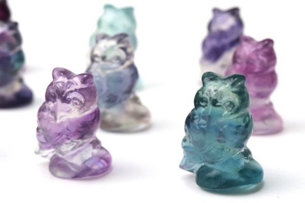 画像5: 置物　ミニ彫り物　フローライト　フクロウ　1個　運気上昇　幸運　縁起　癒し　浄化　天然石　品番： 15453
