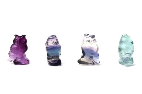 画像6: 置物　ミニ彫り物　フローライト　フクロウ　1個　運気上昇　幸運　縁起　癒し　浄化　天然石　品番： 15453