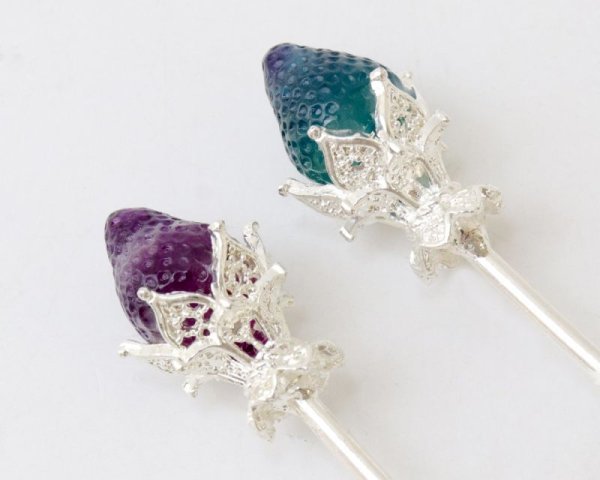 画像3: かんざし　原石　フローライト　イチゴ　シルバー　癒し　浄化　天然石　品番： 15630