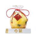 【現品限り】置物　ハーバリウム　宝袋　イエロー　ケース付き　縁起物　風水　プレゼント　金運　幸運　パワーストーン　天然石　品番：16020