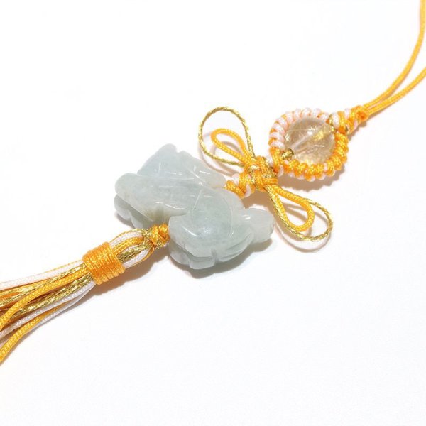 画像3: ストラップ　開運甲辰　翡翠×ルチルクォーツ　パッケージ付き　総角結び　入型　風水　繁栄　長寿　福　安定　強運　パワーストーン　天然石　品番：16175