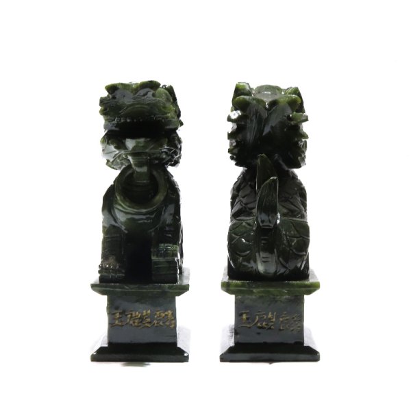 画像4: 置物　彫り物　麒麟　岫岩玉　約15cm　中国産　一対　縁起物　平和　厄除け　パワーストーン　天然石　品番：16476