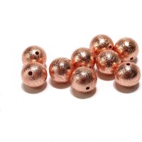 【現品限り】バラ石　ギベオン＜ナミビア産＞　ピンクゴールド　丸　約7.8mm　穴あき　一粒売り　宇宙のパワー　隕石　パワーストーン　天然石　品番：16550