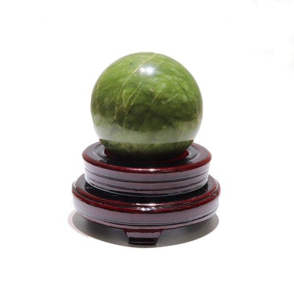 画像3: 置物　丸玉　岫岩玉　約9cm　中国産　ヒーリング　リラックス　厄除け　パワーストーン　天然石　品番：16576