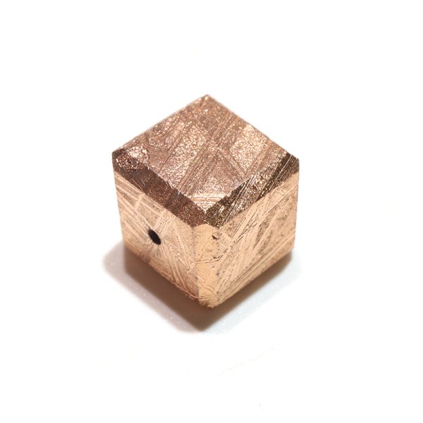 画像2: バラ石　ギベオン＜ナミビア産＞　ピンクゴールド　正方形　約10mm　穴あき　一粒売り　宇宙のパワー　隕石　パワーストーン　天然石　品番：16625