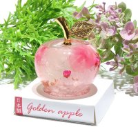 【予約販売】置物　アップルジェム　母の日りんご　小　ローズクォーツ　ピンク　カーネーション　ハーバリウム　無垢で深い愛　感謝　品番：16629