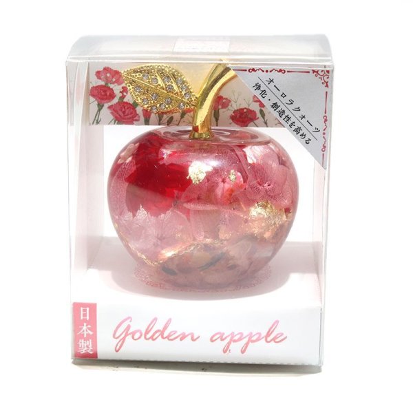 画像4: 【予約販売】置物　アップルジェム　母の日りんご　小　オーロラクォーツ　レッド　カーネーション　ハーバリウム　無垢で深い愛　母への愛　品番：16630