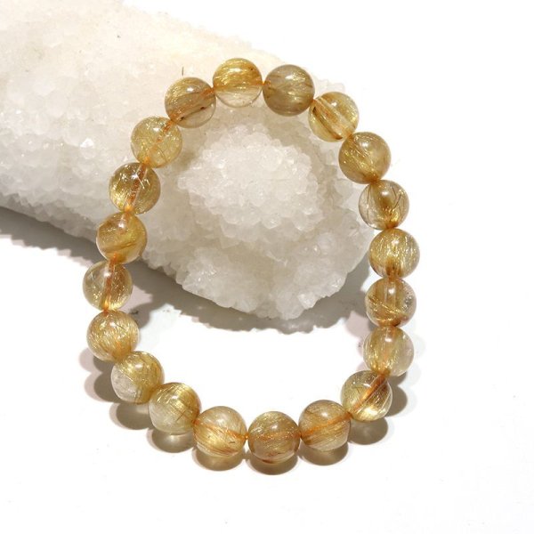 画像4: ブレス　ゴールドタイチンルチル＜ブラジル産＞　丸　約9.5mm　金運　財運　ギャンブル運　パワーストーン　天然石　品番：16635