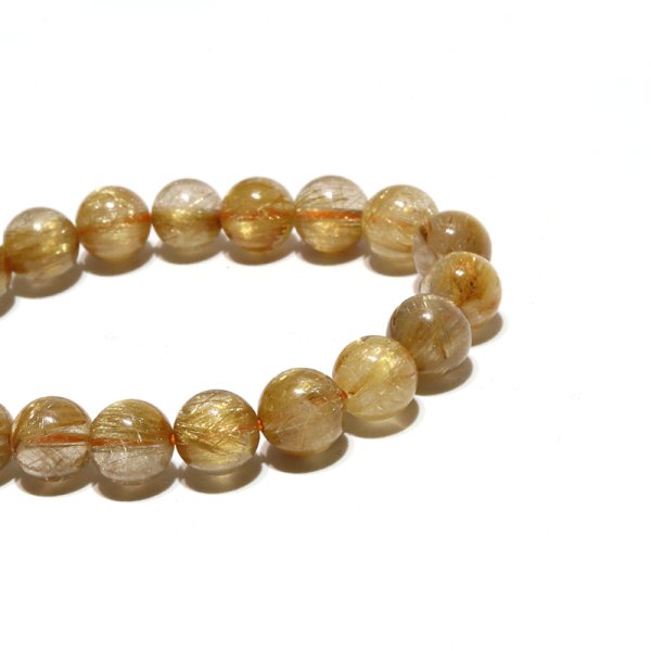 画像3: ブレス　ゴールドタイチンルチル＜ブラジル産＞　丸　約9.5mm　金運　財運　ギャンブル運　パワーストーン　天然石　品番：16635