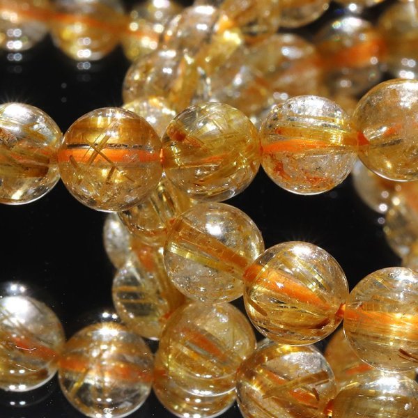 画像3: ブレス　ゴールドタイチンルチル＜ブラジル産＞　丸　約7.5mm　金運　財運　ギャンブル運　パワーストーン　天然石　品番：16638