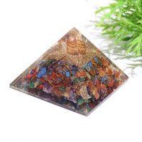 置物　オルゴナイト　MIX　約7cm　コイル有り　ピラミッド　ポジティブ　調和　パワーストーン　天然石　品番：16717