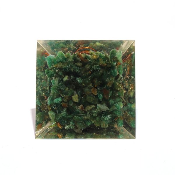 画像3: 置物　オルゴナイト　グリーンめのうアベンチュリン　約7cm　コイル有り　ピラミッド　ポジティブ　調和　パワーストーン　天然石　品番：16718