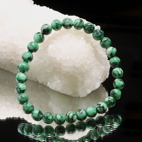 画像5: ブレス　翡翠＜ミャンマー産＞　ダークグリーン　丸　約7mm　証明書付き　ヒスイ　人生　成功　守護　パワーストーン　天然石　品番：16928