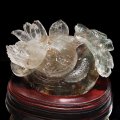 置物　ガーデンクォーツ　オシドリ　水蓮花　ブラジル産　台付き　癒し　心のヒーリング　精神安定　自然治癒力　パワーストーン　天然石　品番：17012