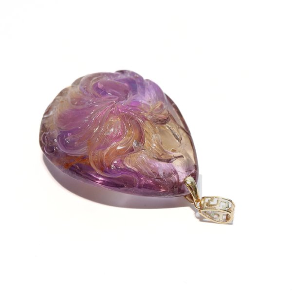 画像3: ペンダントトップ　アメトリン　九尾の狐　約27×33ｍm　ナミビア産　K18　癒し　浄化　パープル　パワーストーン　天然石　品番：17183