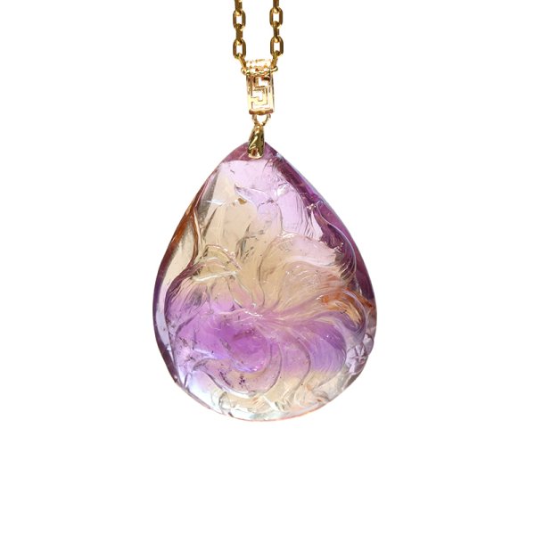 画像5: ペンダントトップ　アメトリン　九尾の狐　約27×33ｍm　ナミビア産　K18　癒し　浄化　パープル　パワーストーン　天然石　品番：17183