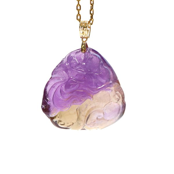画像5: ペンダントトップ　アメトリン　九尾の狐　約31×31ｍm　ナミビア産　K18　癒し　浄化　パープル　パワーストーン　天然石　品番：17184