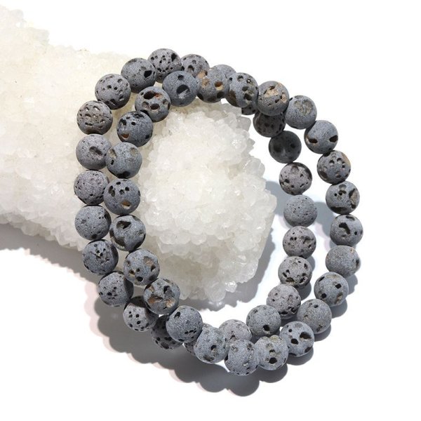 画像5: 【日本銘石】ブレス　霊峰富士溶岩＜静岡県＞ ナチュラル　気泡あり　約8mm　運気向上　エネルギー上昇　健康　古代のエネルギー　パワーストーン　天然石　　※ポイント対象外　品番：17220