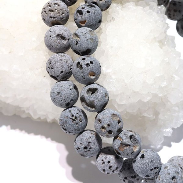 画像4: 【日本銘石】ブレス　霊峰富士溶岩＜静岡県＞ ナチュラル　気泡あり　約8mm　運気向上　エネルギー上昇　健康　古代のエネルギー　パワーストーン　天然石　　※ポイント対象外　品番：17220