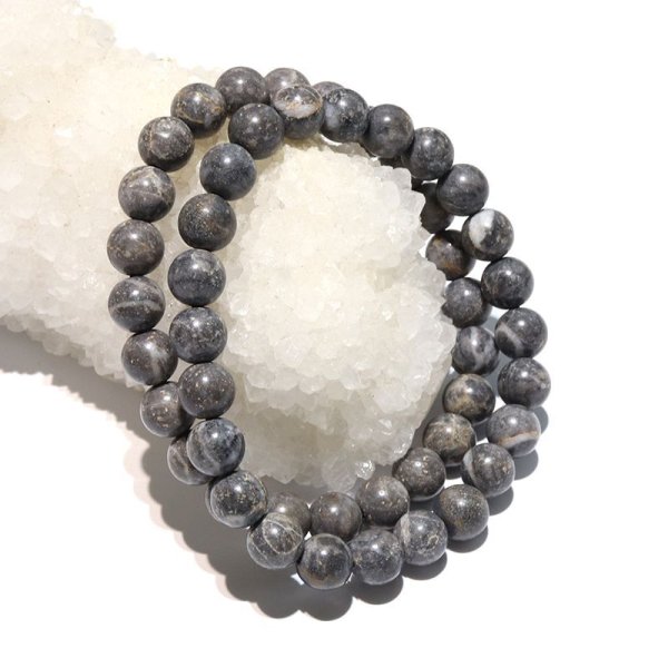 画像5: 【日本銘石】ブレス　近江多賀石＜滋賀県＞ グレー　丸　約8mm　延命長寿　縁結び　厄除け　パワーストーン　天然石　　品番：17221