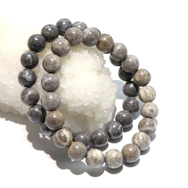 画像5: 【日本銘石】ブレス　近江多賀石＜滋賀県＞ グレー　丸　約10mm　延命長寿　縁結び　厄除け　パワーストーン　天然石　品番：17222