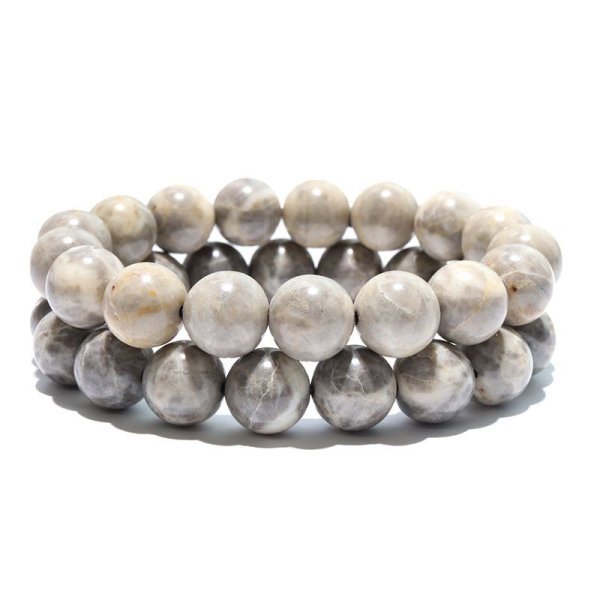画像3: 【日本銘石】ブレス　近江多賀石＜滋賀県＞ グレー　丸　約12mm　延命長寿　縁結び　厄除け　パワーストーン　天然石　品番：17223