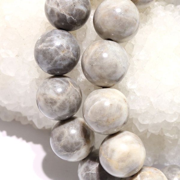 画像4: 【日本銘石】ブレス　近江多賀石＜滋賀県＞ グレー　丸　約12mm　延命長寿　縁結び　厄除け　パワーストーン　天然石　品番：17223