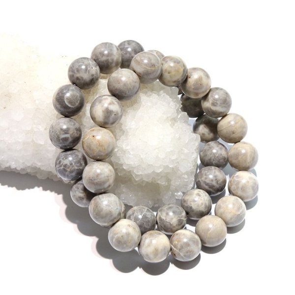 画像5: 【日本銘石】ブレス　近江多賀石＜滋賀県＞ グレー　丸　約12mm　延命長寿　縁結び　厄除け　パワーストーン　天然石　品番：17223