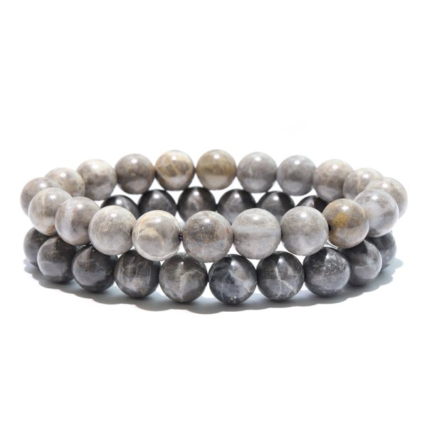 画像3: 【日本銘石】ブレス　近江多賀石＜滋賀県＞ グレー　丸　約10mm　延命長寿　縁結び　厄除け　パワーストーン　天然石　品番：17222
