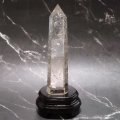 置物　水晶　六角柱　ブラジル産　台付き　浄化　クォーツ　パワーストーン　天然石　　品番：17452
