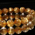 ブレス　タイチンルチル＜ブラジル産＞　丸　約10mm　金運　財運　ギャンブル運　パワーストーン　天然石　品番：17469