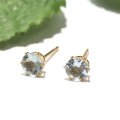 ピアス　アクアマリン　約4mm　突き刺し型　ステンレス　ゴールド　日本製　3月誕生石　生命　幸福　富　パワーストーン　天然石　品番：17595