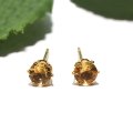 ピアス　シトリン　約4mm　突き刺し型　ステンレス　ゴールド　日本製　幸運　金運　仕事運　パワーストーン　天然石　品番：17612