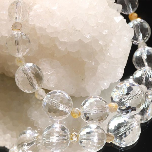 画像3: 【現品限り】ブレス　ハンドカット　水晶×ルチル　日本製　浄化　クォーツ　金運　財運　ギャンブル運　パワーストーン　天然石　品番：17678